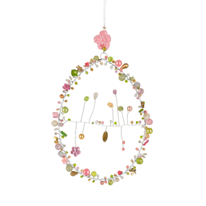 Påskeæg med perler 20 cm højt rosa
