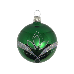 Julekugler grønne med mønster 7 cm 4-pak