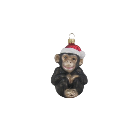 Julekugle Chimpanse med nissehue
