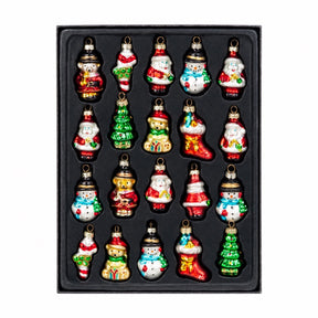 Mini-figurformade julgranskulor, 20-pack med olika former i glas för julgranen