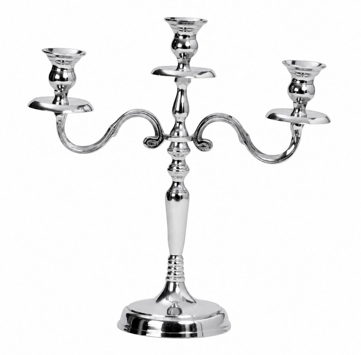 3-armet lysestage sølvfarvet metal