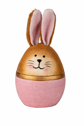 Påskehare i keramik med æggeform lyserød