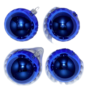 Julekugler blå blank 7 cm 4-pak