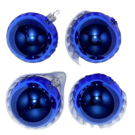 Julekugler blå blank 7 cm 4-pak