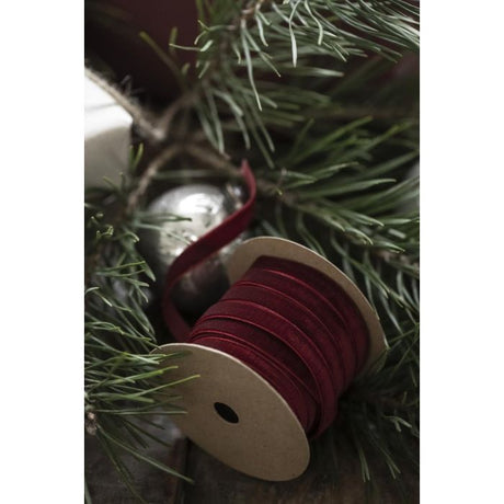 Velourbånd på spole 10 m bordeaux