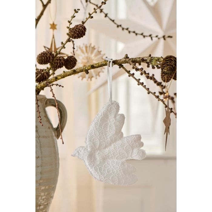 Fugl med broderi anglaise til ophæng 