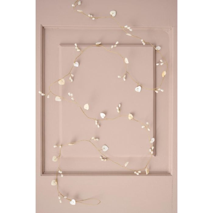 Guirlande m/hvide hjerteperler 