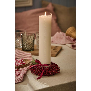 Håndlavet krans m/træperler 14 cm i dia