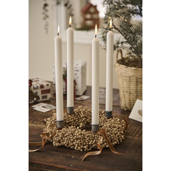 Adventlys hvide m/4 kronelys præget tal 1-4