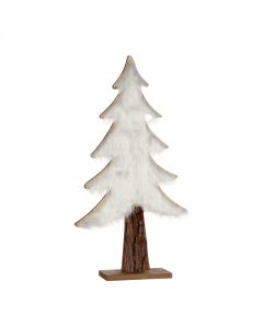 Julgran med päls och bark i trä