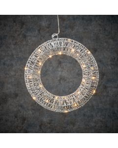 Dekorativ krans silver 30 LED-lampor