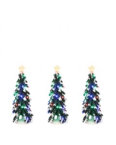 Luville Nåletræer med flerfarvet lys 3-pak