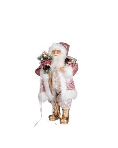 Jultomte med rosa kappa 47 cm hög