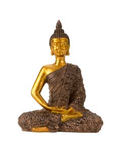 Buddha 23 cm hög svart & guldfärgad