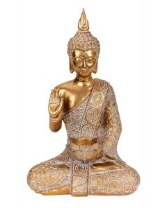 Buddha 39 cm hög guldfärgad