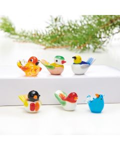 Glasfigurer fåglar 6-pack