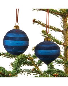 Julekugler med blå velour