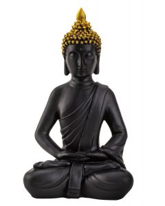 Buddha 30 cm hög svart & guldfärgad