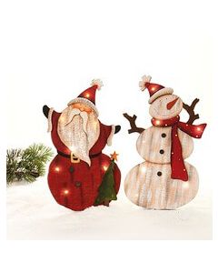 Julemand eller snemand i træ med LED-lys