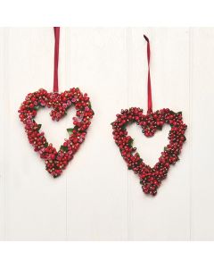 Lille hjertekrans med røde bær