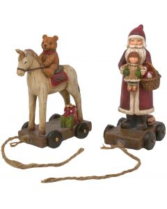 Trækvogn med hest eller julemand