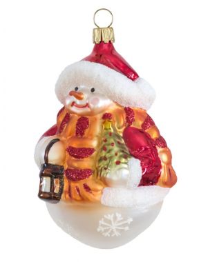 Julekugle Snemand med træ og lygte