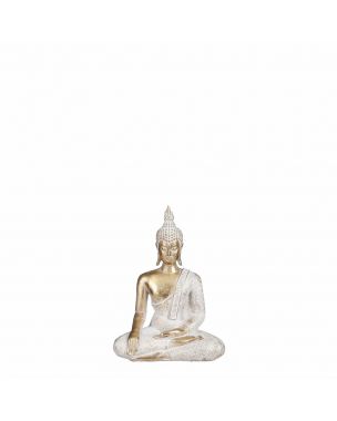 Buddha vit/guld 15,5 cm hög