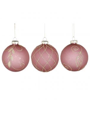Bauble glass lilac 3 assorted display - d8cm