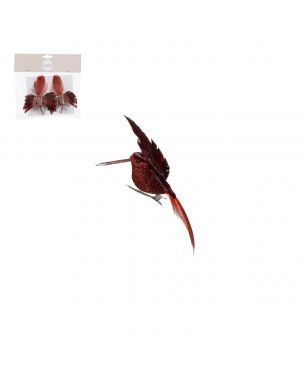 Kolibri med klips mørkerød 2-pak 