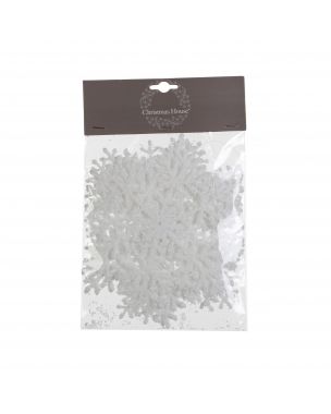 Snöflingor med snö 18 cm höga 4-pack