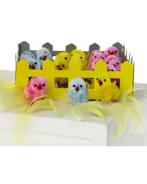 Chenille kycklingar pastellfärgade 24-pack